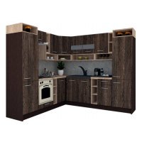 Bucatarie de Colt COSSY NEW ST. 230-250, Wenge / Decor 7648